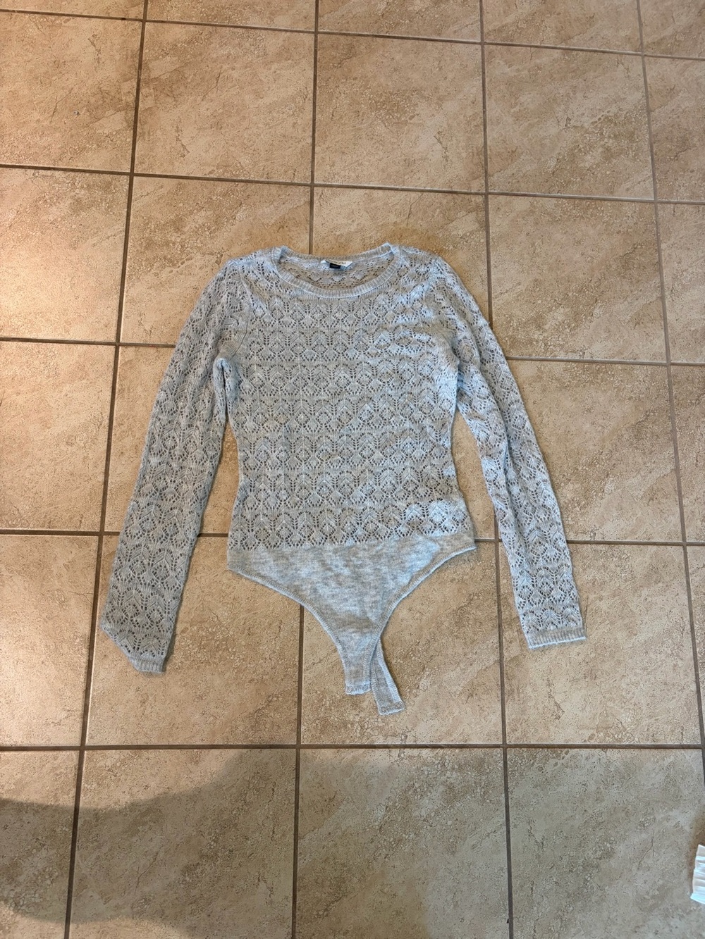 American Eagle Outfitters Light Gray Lace Knit Sweater